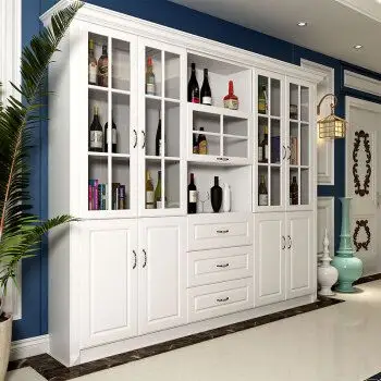 欧式酒柜客厅餐厅酒柜简约多功能装饰柜玄关柜门厅柜 花梨木色 6门