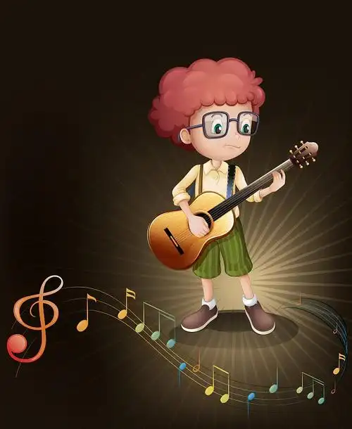 一位正在弹吉他的年轻音乐家