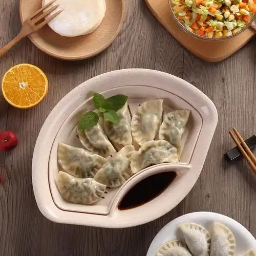 双层水饺创意扇形盘带餐盘水果盘沥水