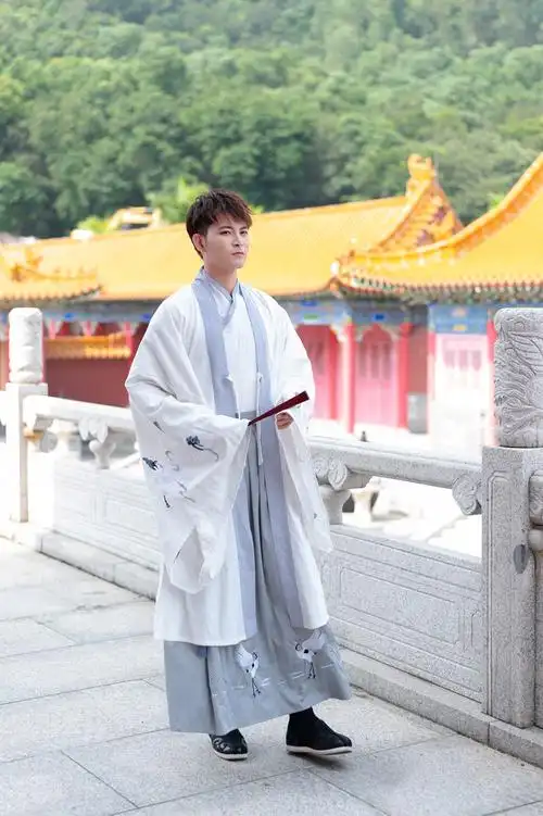 汉服男装古装长袍全套古风男士仙气白色大氅情侣cp款大袖齐腰交领襦裙