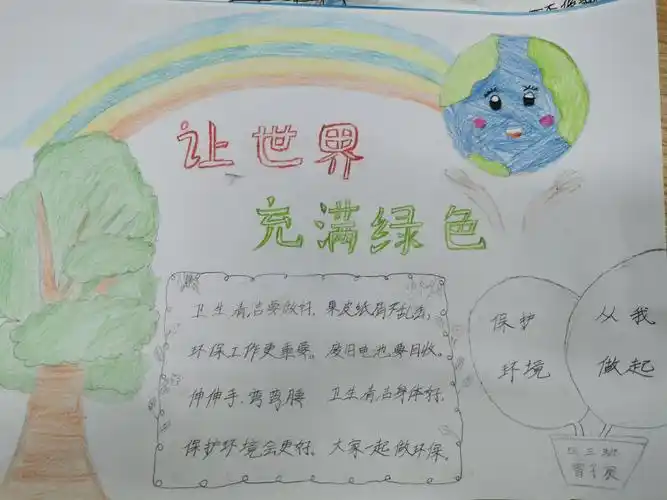 环境保护一年级超简单大自然手抄报小学生绿色环保手抄报保护环境手