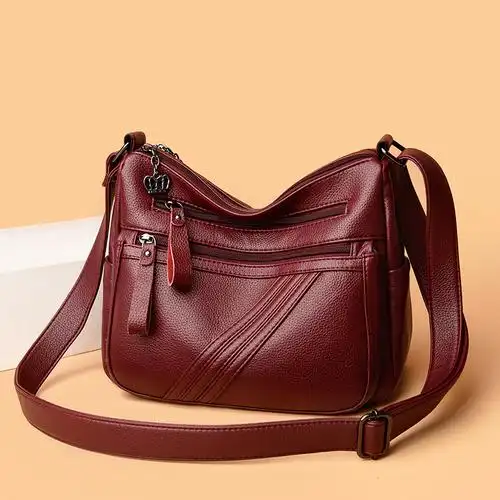 女士真皮包包2024新款时尚百搭中年妈妈单肩斜挎包中老年软皮女包