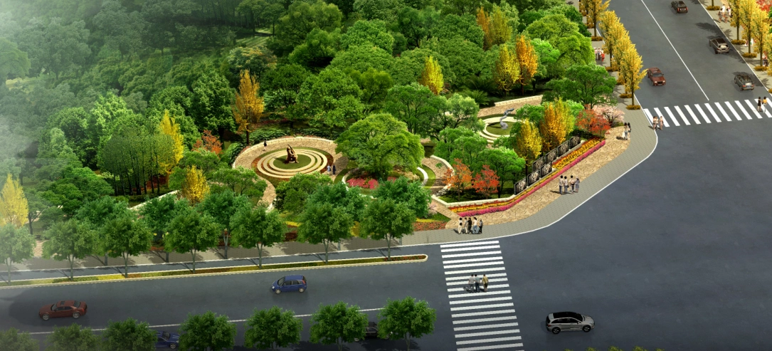 [四川]成都锦江区川师西环线道路节点公园景观方案(pdf 16页)-道路街