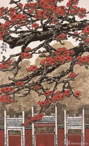 (2/2)《农讲所红棉分外红》,黄志坚,纸本设色,1991年,广州艺术博物院