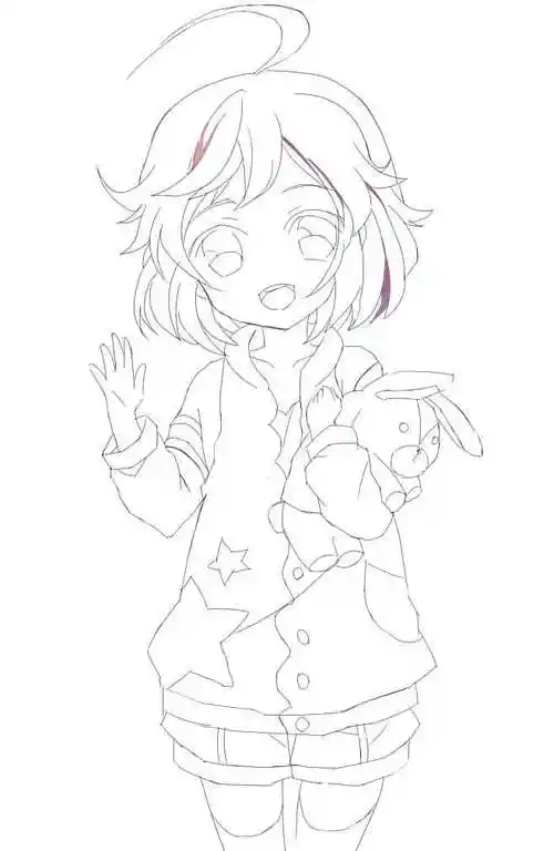 线稿/ br>由于第一次绘画,花了好多时间在画线稿上,不断的练习线条的