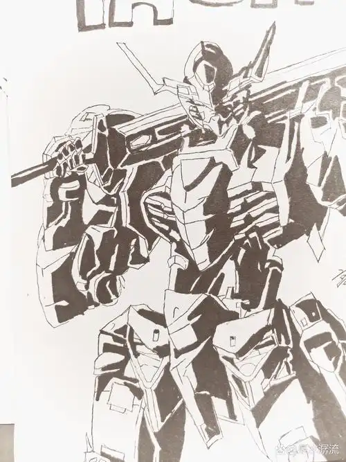 新手绘高达巴巴托斯黑白,帅!