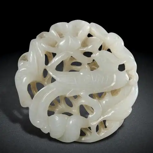 元 白玉花鸟纹佩