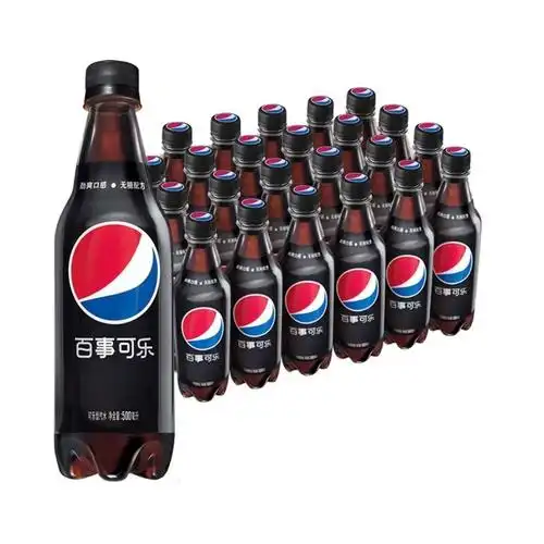 百事可乐黑瓶可乐原味碳酸汽水500ml4瓶12瓶饮料夏季饮品4瓶黑罐可乐