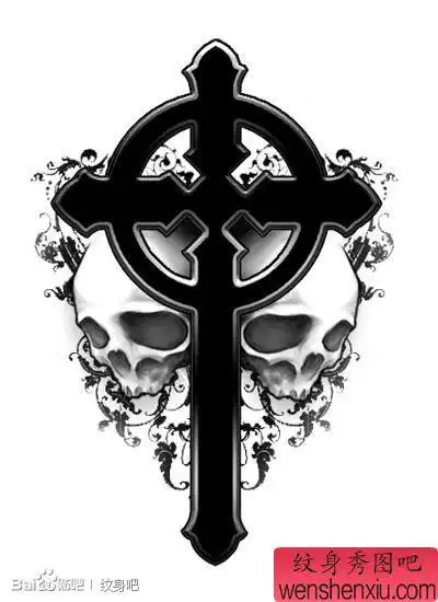 帅气流行的一幅十字架骷髅纹身手稿tag标签:十字架手稿死神死神手稿