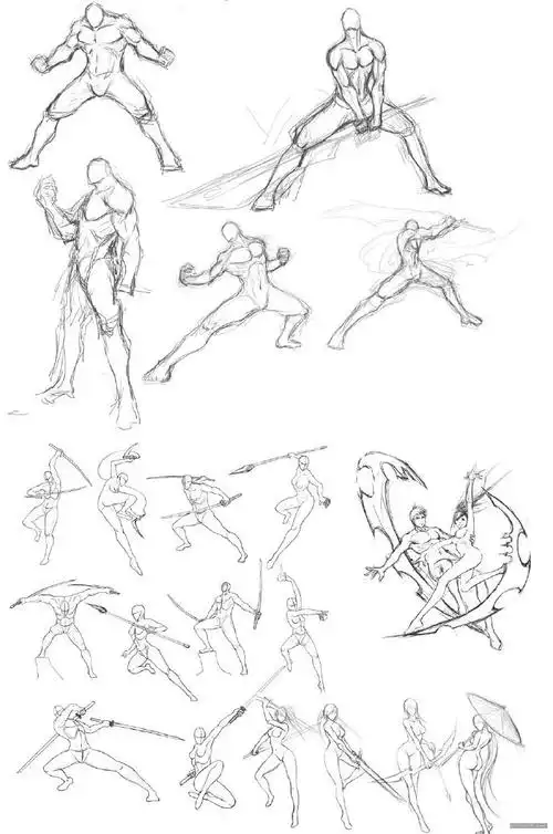 绘画素材丨狂霸酷炫拽的武打动作大合集