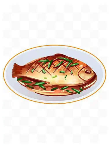 矢量手绘卡通红烧 i>鱼 /i>