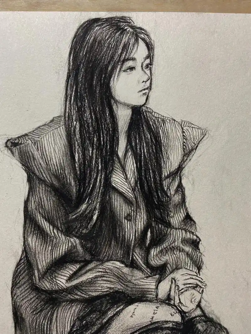 当模特美到一定境界 #写生 花了多久已经无所谓了 #速写 # - 抖音