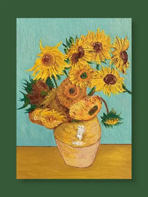 油画棒临摹梵高向日葵