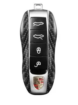 适用于保时捷碳纤维钥匙壳新卡宴macan718帕拉梅拉911改装套扣包