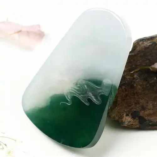 杨树明大师工作室作品天然a货翡翠一心向佛吊坠31.30g