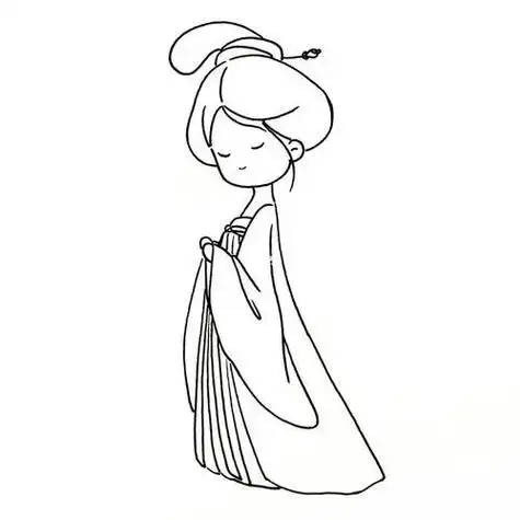 动漫女子简笔画简单悲伤漫画人物简笔画女生古装全身古风动漫简笔画