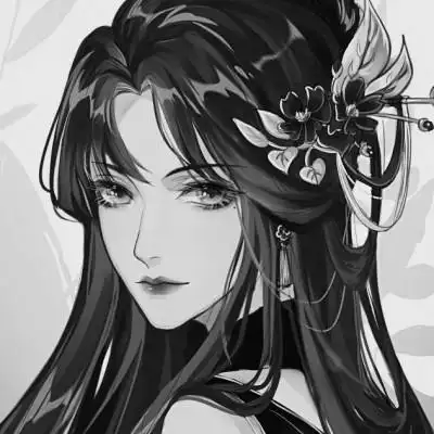 古风黑白漫画女生头像