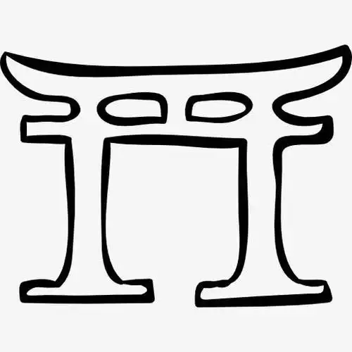 日本拱施工手绘轮廓图标