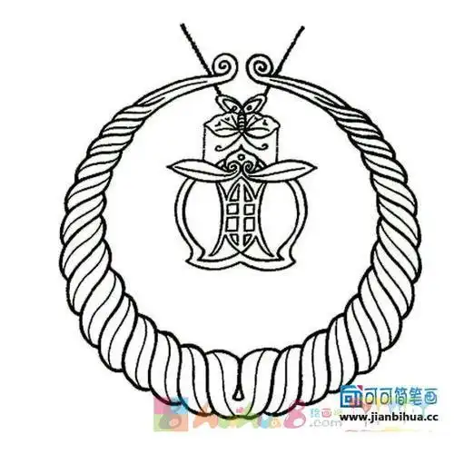 苗族银饰简笔画