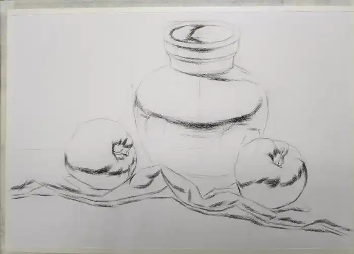 分享一张素描静物组合步骤图