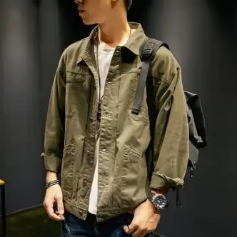 轩凡朵夹克男士工装牛仔外套男春秋季宽松休闲大码牛仔衣加肥加大上衣