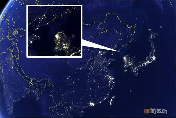 全世界的夜晚灯光亮度比较图