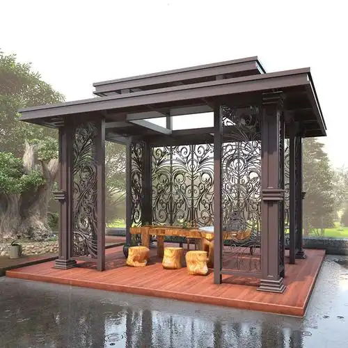 庭院新中式凉亭新中式楼顶庭院户外室外花园别墅玻璃房亭子现代