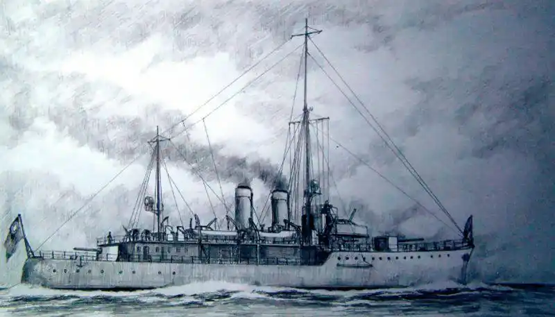 华东军区海军在南京的江面上给原国民党海军 " 民权 " 炮舰举行了隆重