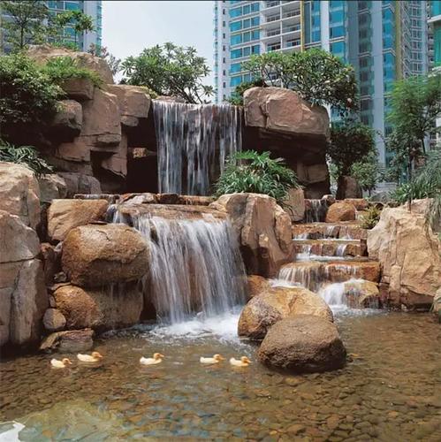 大型仿真塑石水泥假山制作室内庭院户外流水瀑布喷泉造景观假山