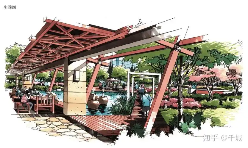 景观空间马克笔精细表现步骤