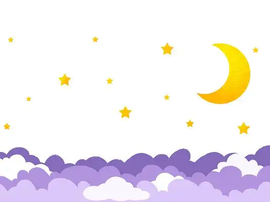 彩色手绘卡通星空云层星星月亮夜晚天空元素png素材