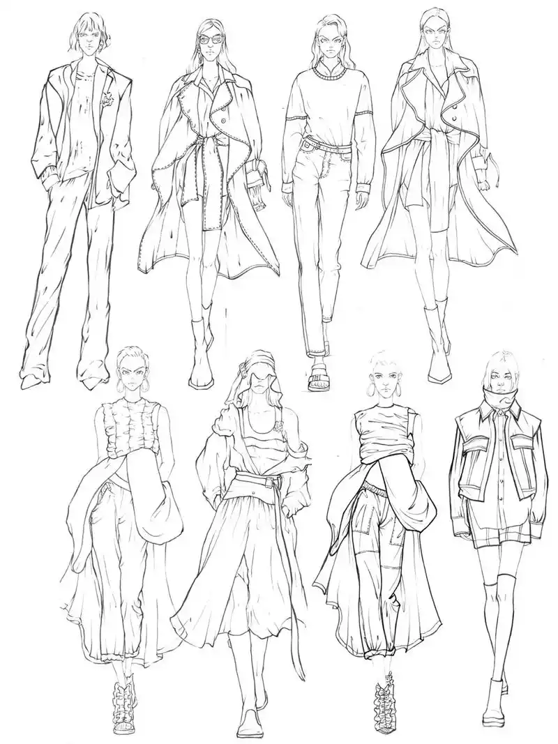 服装设计效果图之线稿分享.#服装设计手绘 #时装画 #怎么画