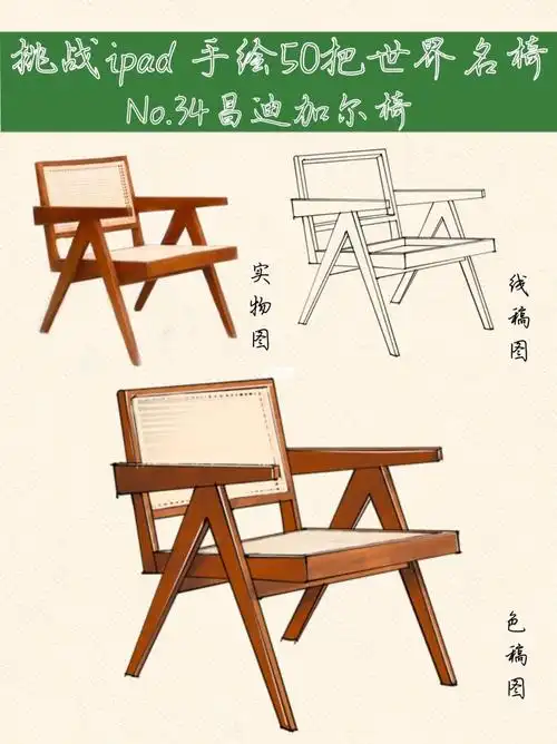 挑战ipad手绘50把世界名椅34昌迪加尔椅