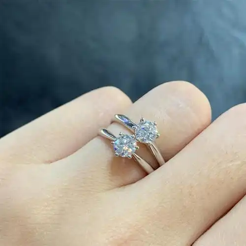 郑妃戒托批六爪30分50分戒指空托18k白金镶钻女钻戒戒托部分现货