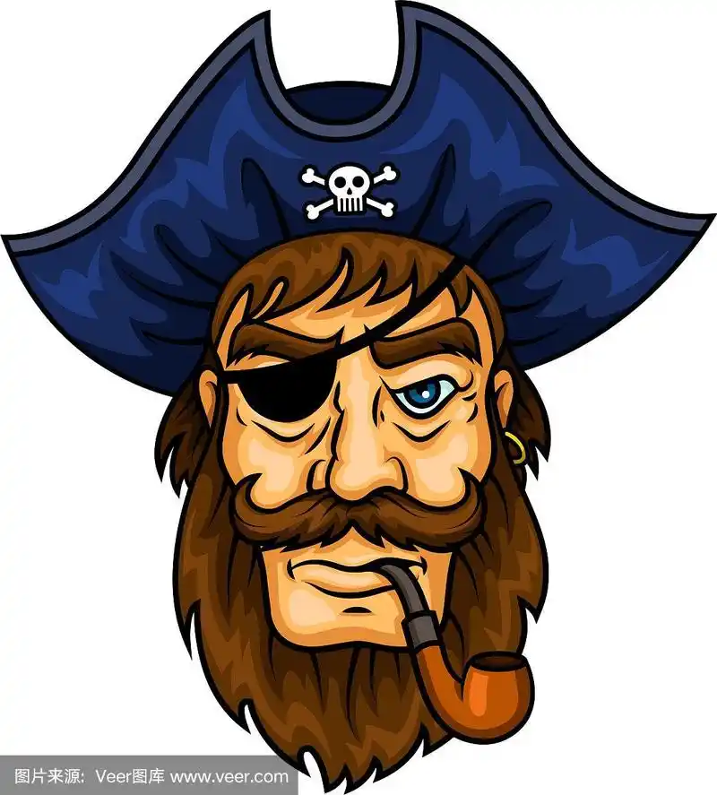 抽着烟斗的卡通海盗船长