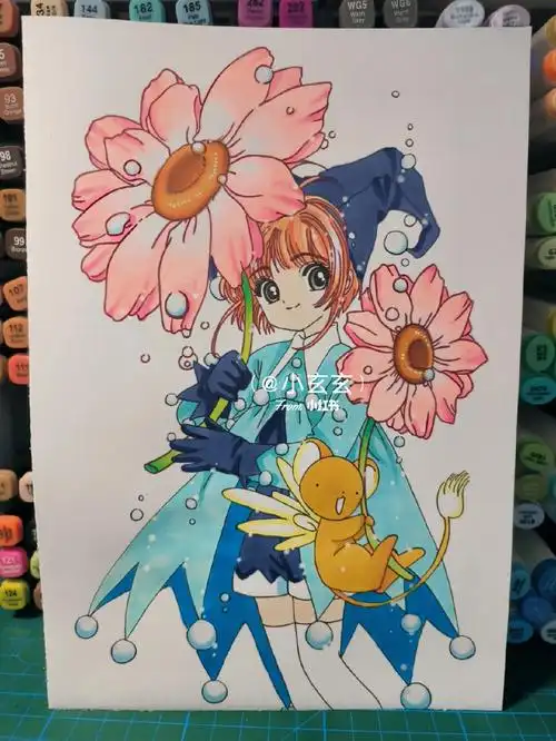 工具马克笔:touch硬头纸张:荷兰白卡大小:b5勾线笔:慕娜美棕色  樱花