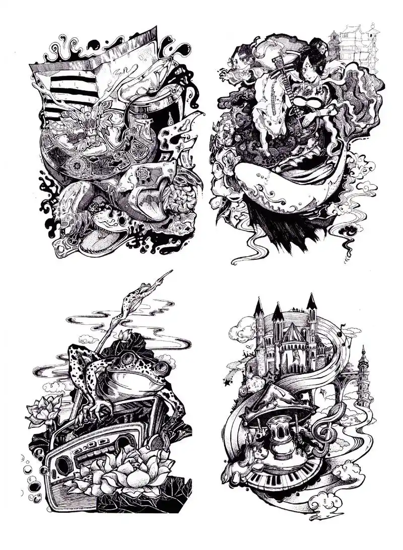 杭州师范大学艺术设计考研黑白装饰画