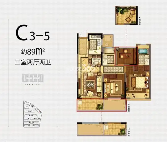 融信杭州公馆1,2号楼j1户型241方六室两厅四卫二层户型图_杭州融信杭