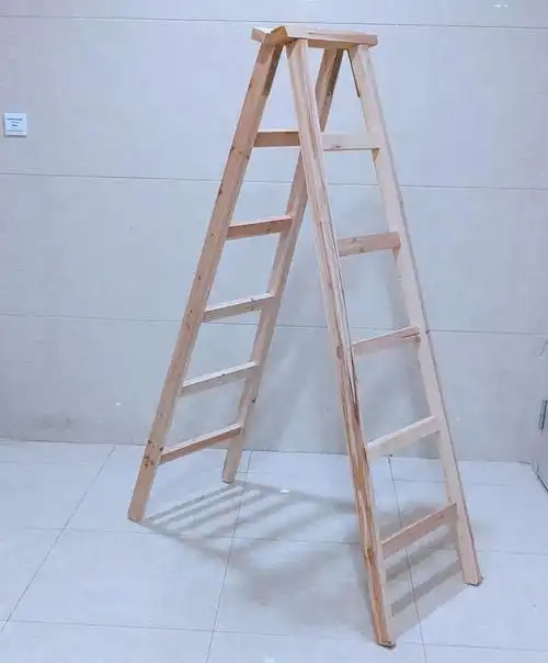 木梯人字梯木梯子家用实木登高梯台阶工程梯工地折叠梯楼梯2米3米