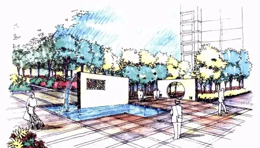 景观手绘景观快题设计透视效果图参照