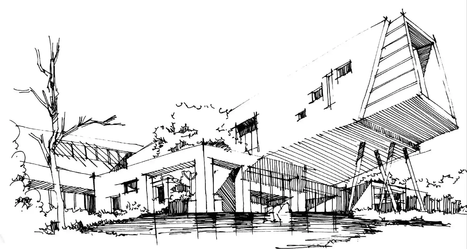 巅峰建筑学社 #建筑手绘 #建筑钢笔画 #巅峰长白山建筑手 - 兑趑