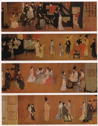 5cm 【材质】绢本 设色 顾闳中的《韩熙载夜宴图》卷,该作品的人物用