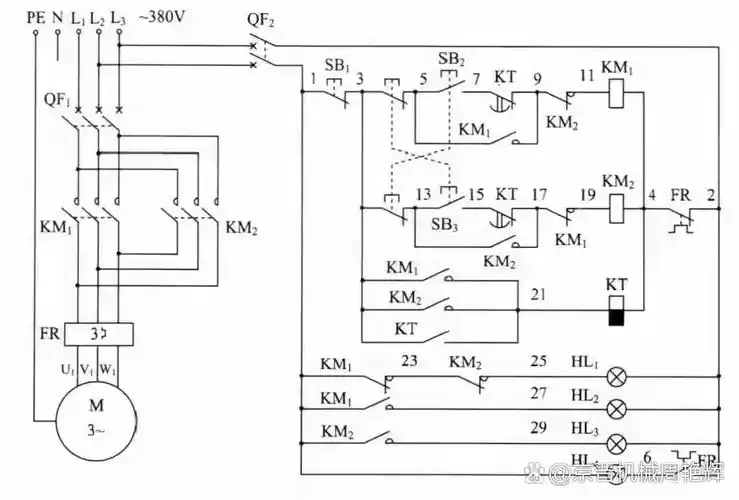 时间继电器控制电路正反转防止短路