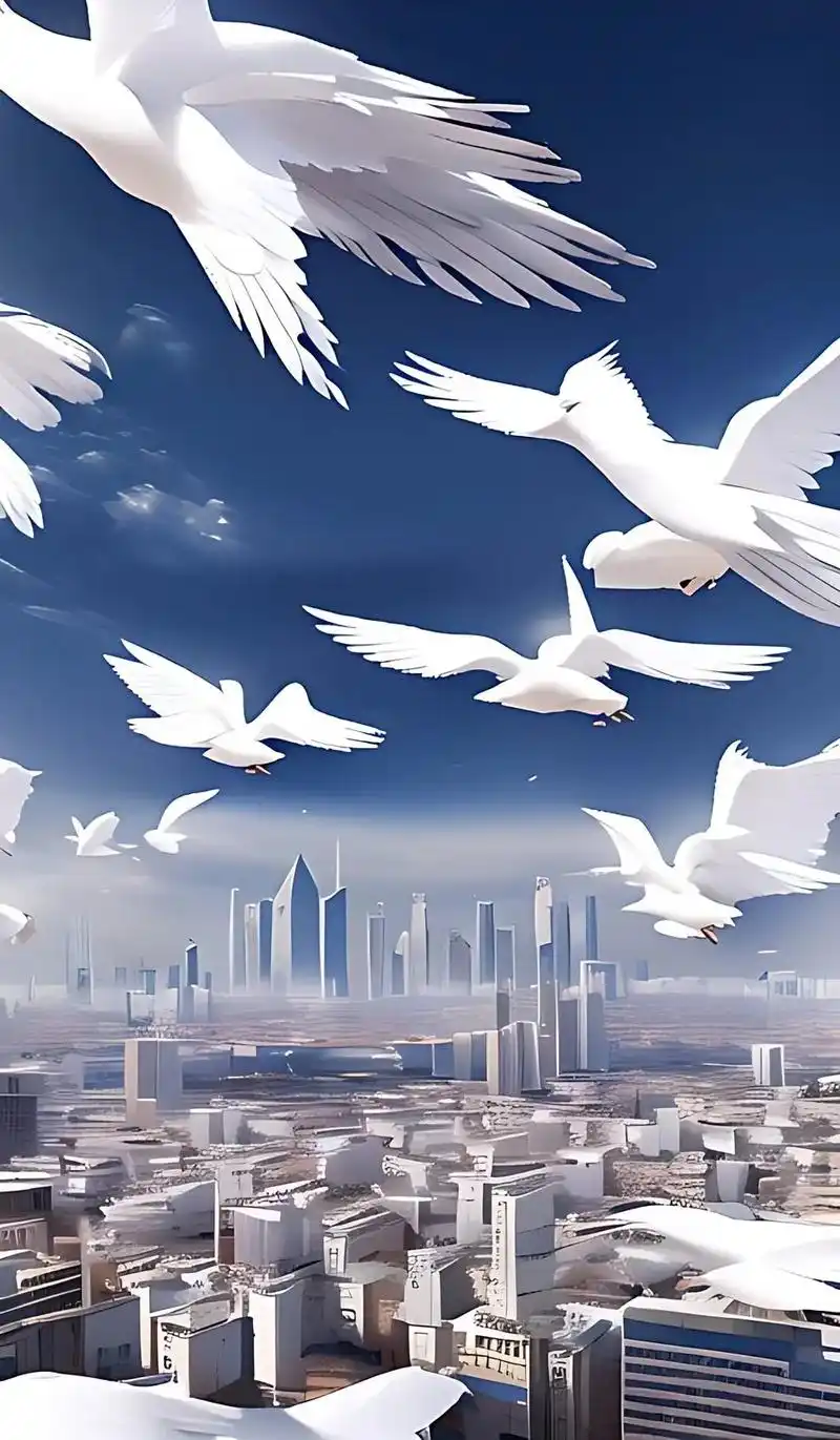数十只白色的鸽子高高飞翔在天空.带来美丽的愿望#手机壁纸#抖 - 抖音