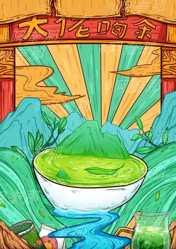茶叶国潮插画