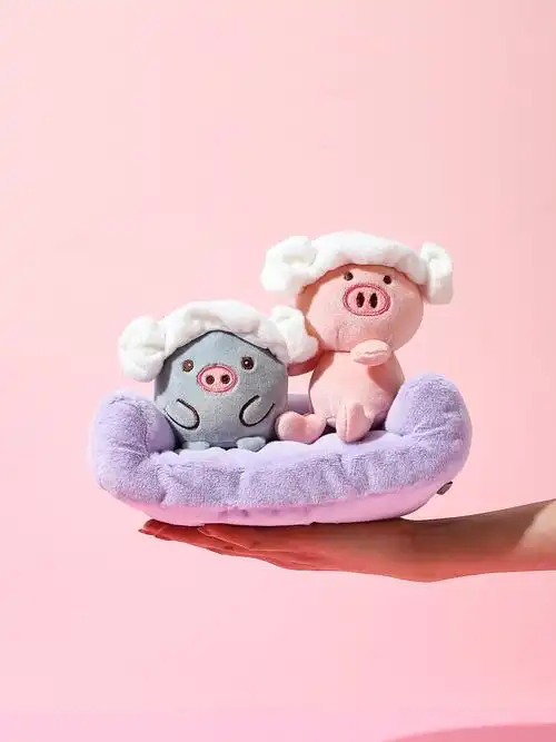 沙发miniso名创优品戴头巾呆呆猪单双猪摆件可爱毛绒毛绒布艺类玩具