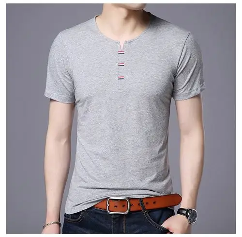 中年棉质短袖t恤男夏季新款纯色棉t圆领宽松休闲男士半袖t桖上衣男装