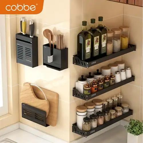 卡贝厨房置物架打孔壁挂式调味料用品家用大全多功能厨房置物架