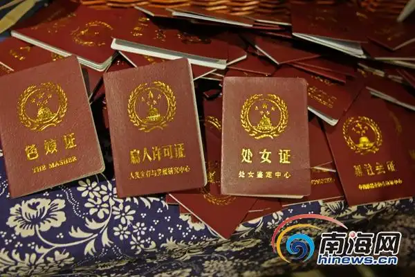 海口冯小刚电影公社景区内叫卖搞怪证件模仿国徽涉嫌违法