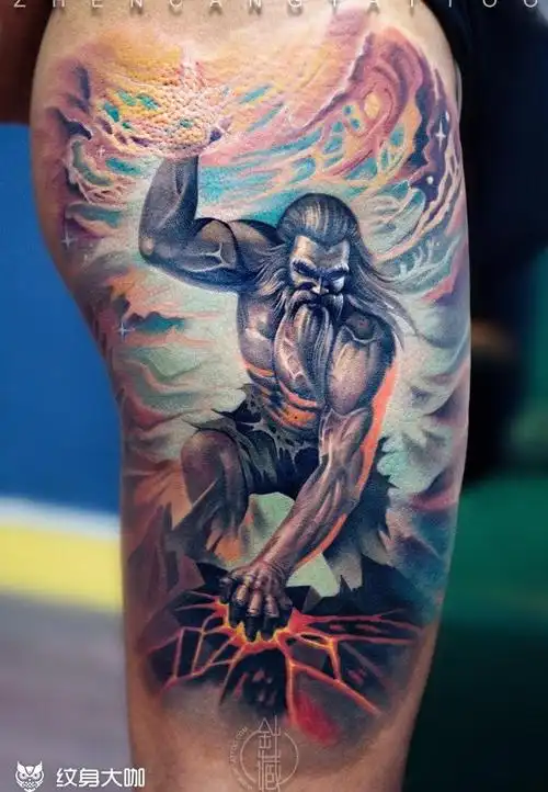 盘古 开天辟地 | 针藏刺青邵钢纹身作品_纹身图案手稿图片_邵钢的纹身